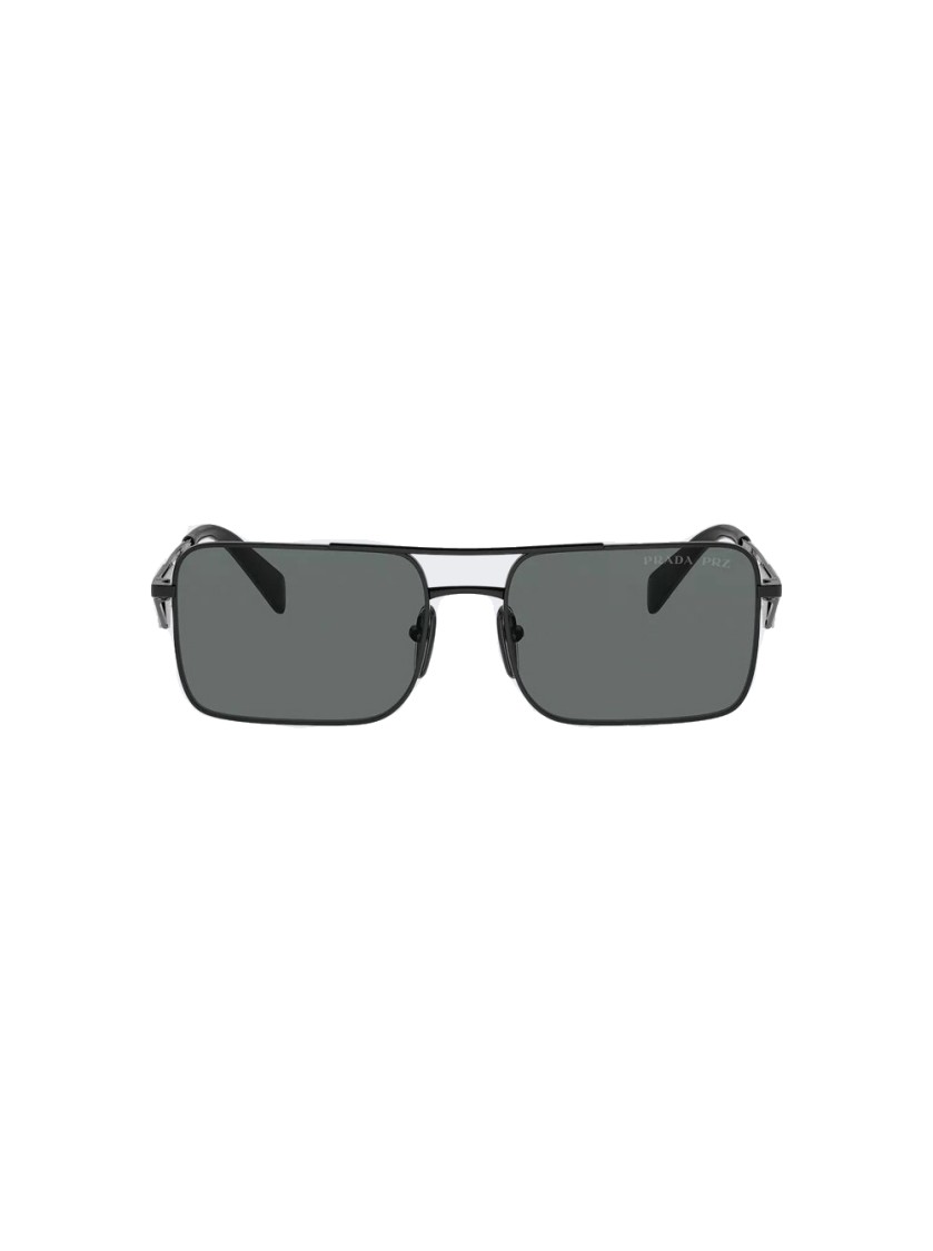 Prada Triangle-logo Rectangle-frame Sunglasses In Grey