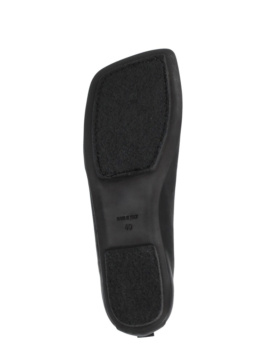 Shop Uma Wang Black Smooth Leather Ballet Shoes
