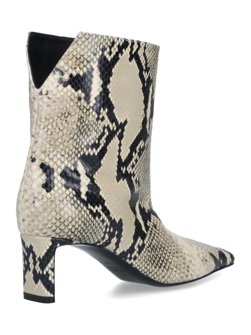 Khaite Ona Ankle Boot Natural Python-embossed Leather