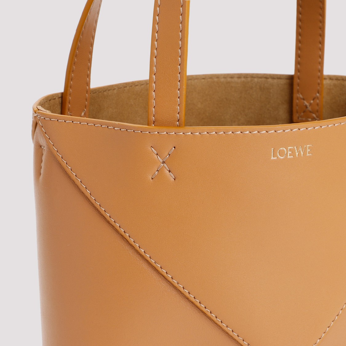 Loewe Warm Desert Calf Leather Puzzle Fold Tote Mini In Brown