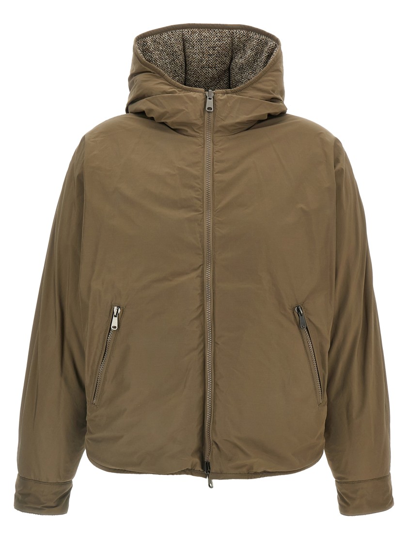Brunello Cucinelli Reversible Down Jacket Puffer Jackets Multicolor In Brown