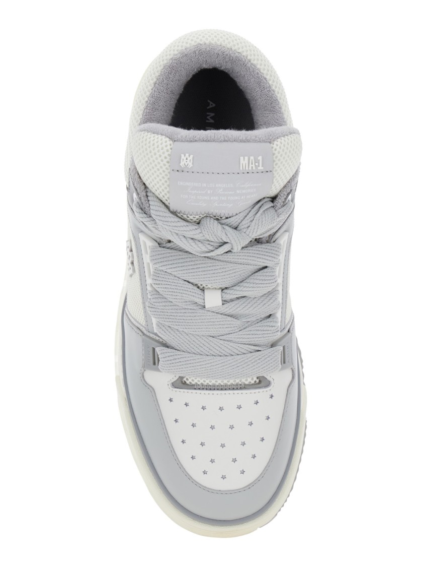 Amiri Grey Low Top Sneakers With Logo Detail In Tech Fabric And Leather Man In Grey