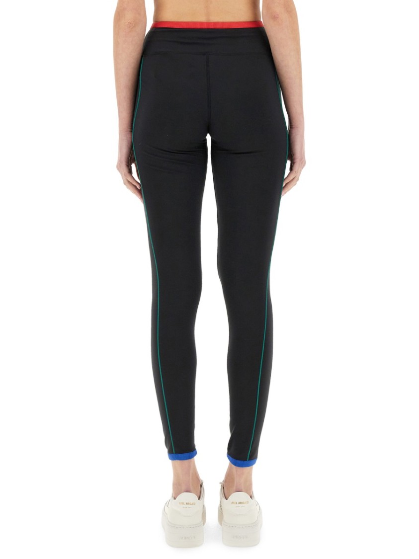 Casablanca High-waisted Sports Leggings With Side Stripe Accents In Black