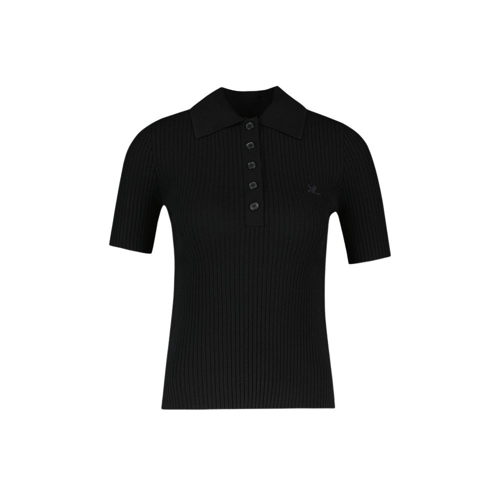 Shop Courrèges Signature Polo - Cotton - Black