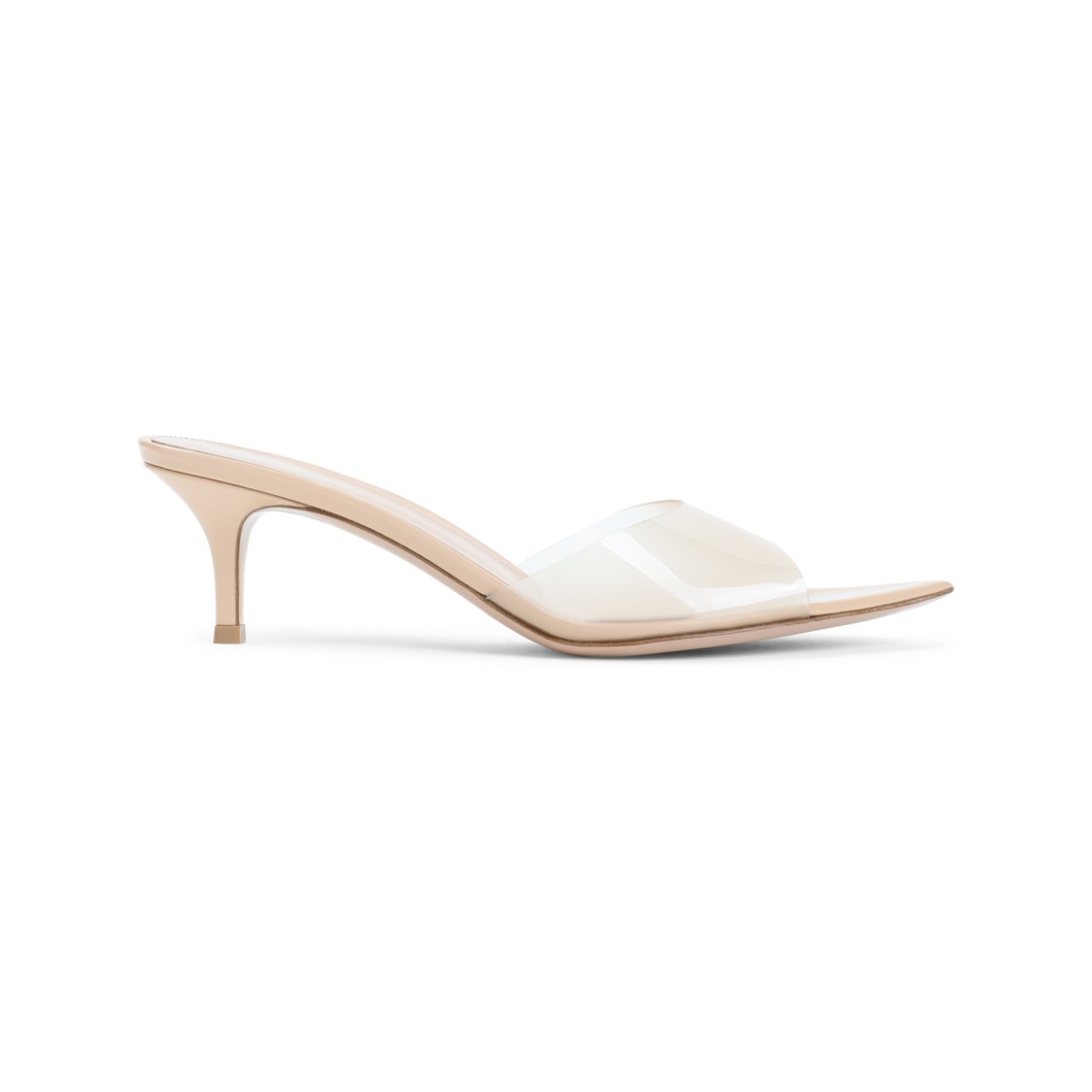 Gianvito Rossi Pointed Toe Mules With Semi-sheer Strap In White