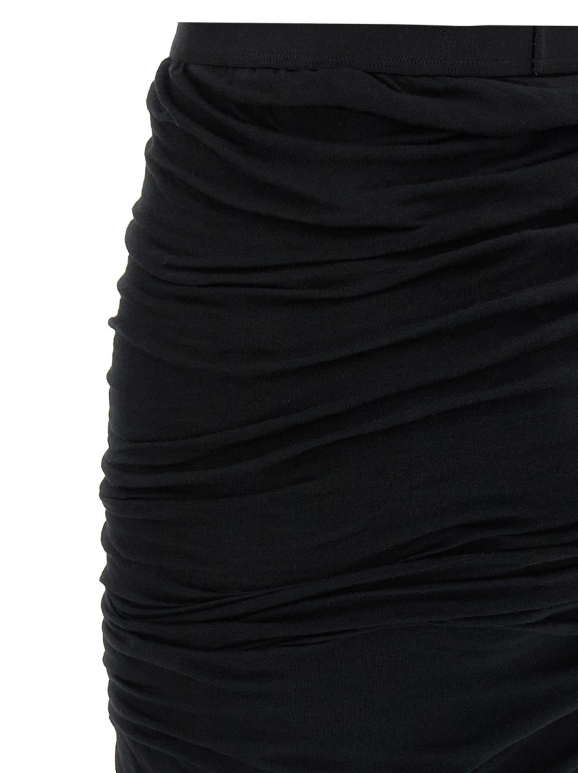 Rick Owens Semi-transparent Long Skirt With Front Draping In Black