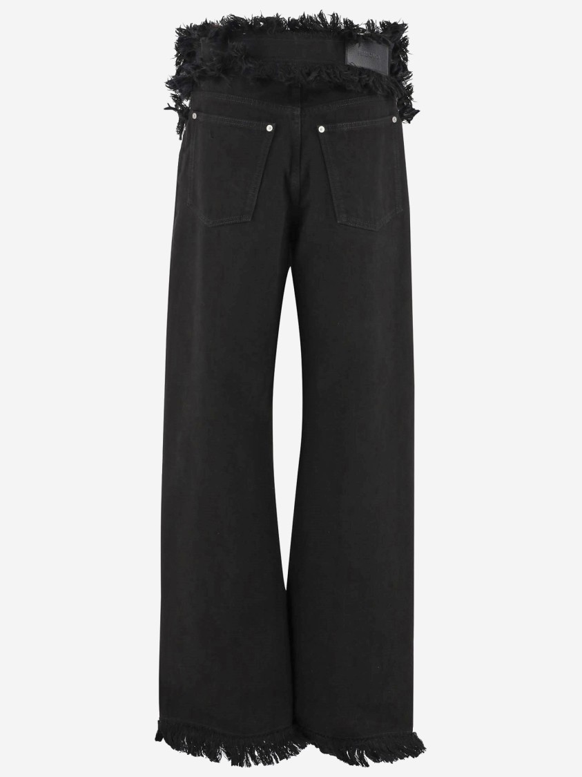 Ferragamo Frayed High-rise Straight-leg Pants In Black