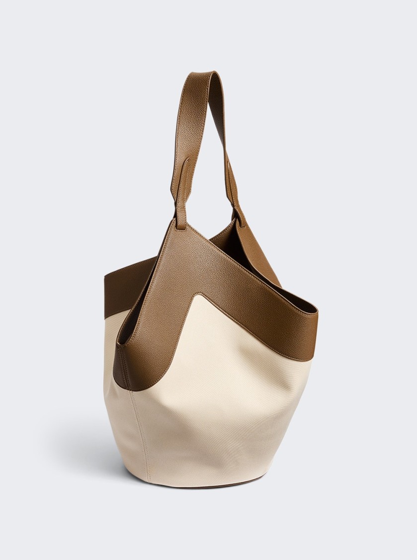 KHAITE KHAITE LOTUS MEDIUM CANVAS TOTE CREAM