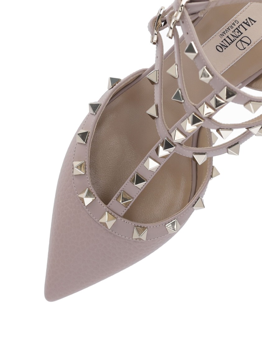 Valentino Garavani Rockstud Patent Leather Slingback Pumps In Neutral