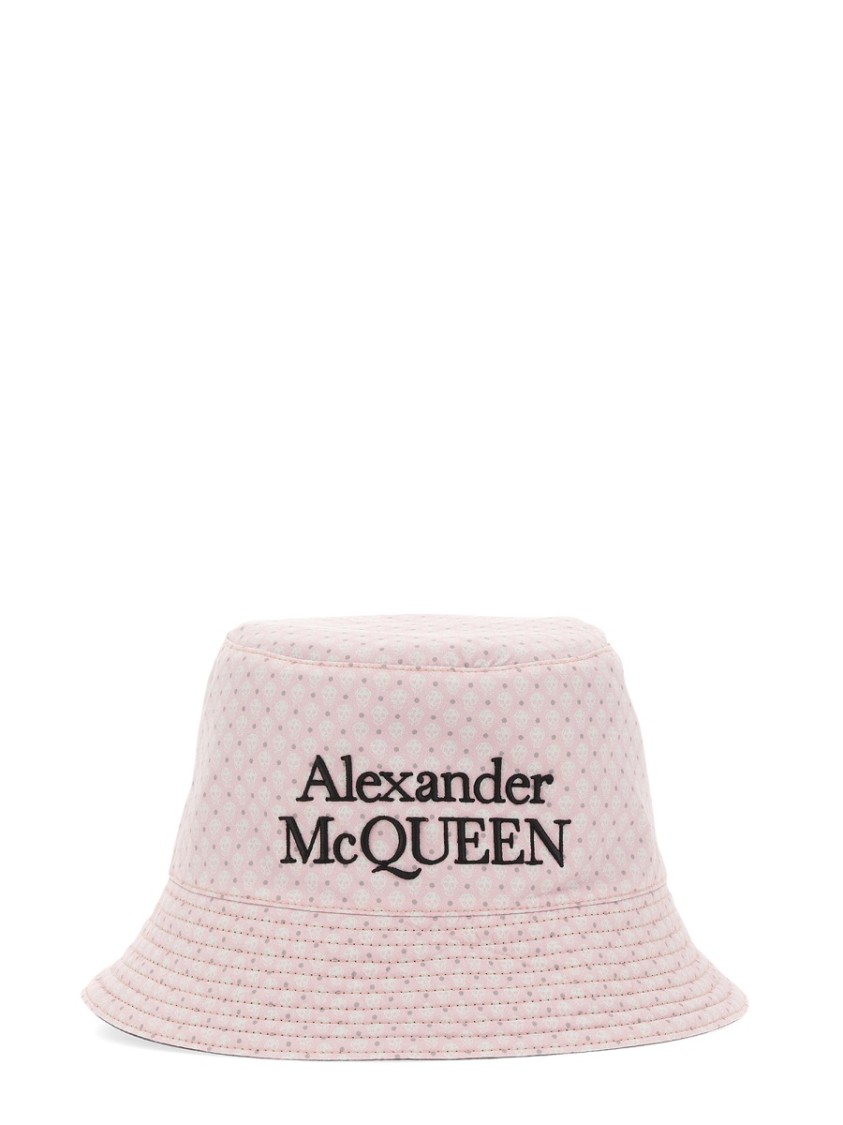 Alexander Mcqueen Black And White Reversible Bucket Hat With Logo Embroidery In Polyamide Man In Black