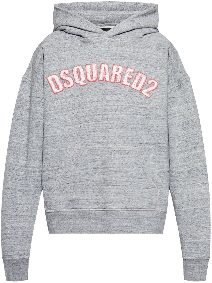 Shop Dsquared2 Relaxed Fit Grey Hoodie With Front Kangaroo Pocket
