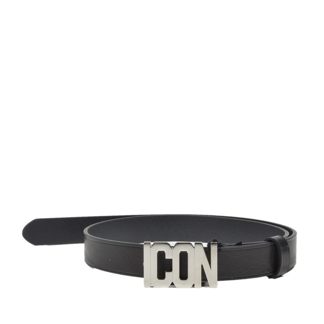 DSQUARED2 DSQUARED2 BLACK LEATHER ICON BELT WITH LETTERING LOGO