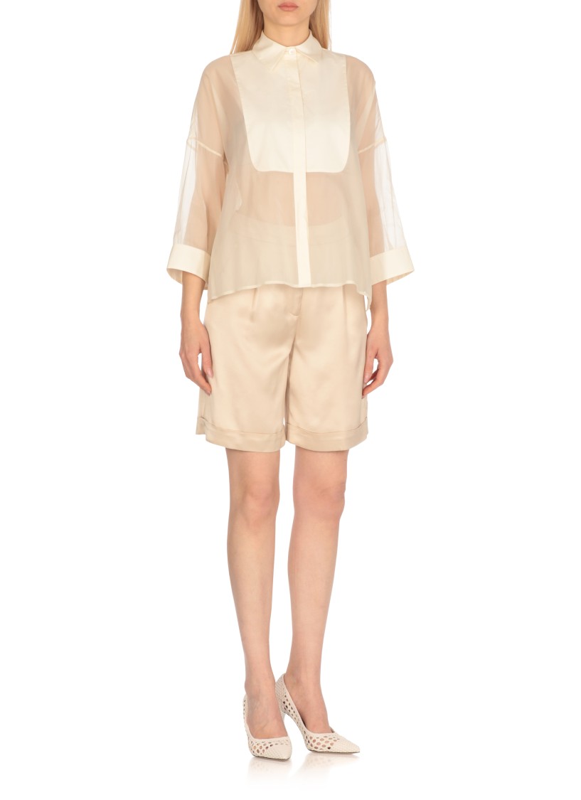 Peserico Aurea Ivory Silk Shirt In Neutrals