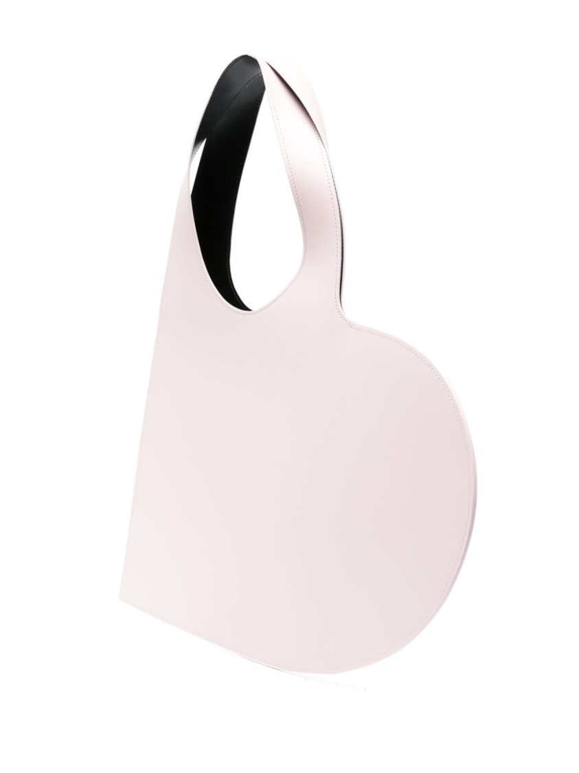 COPERNI COPERNI HEART-SHAPED POWDER PINK HANDBAG WITH LOGO PRINT 