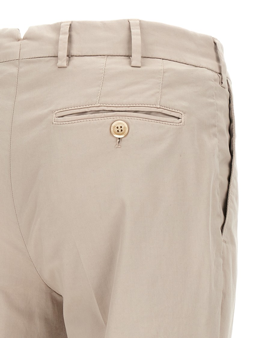 Brunello Cucinelli Garment-dyed Cotton Chinos With Zip Closure In Neutral