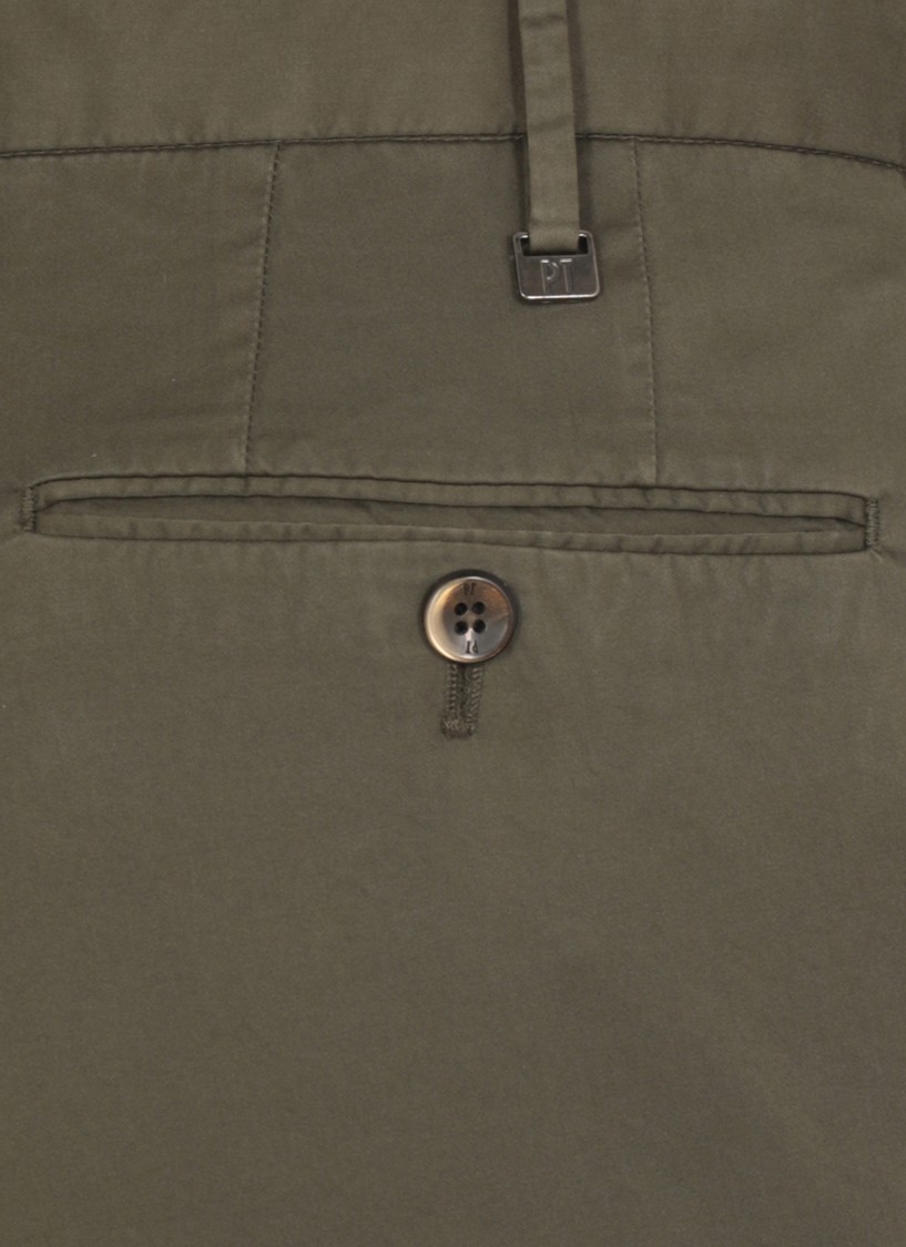 Pt Torino Edge Stretch Cotton Trousers In Green