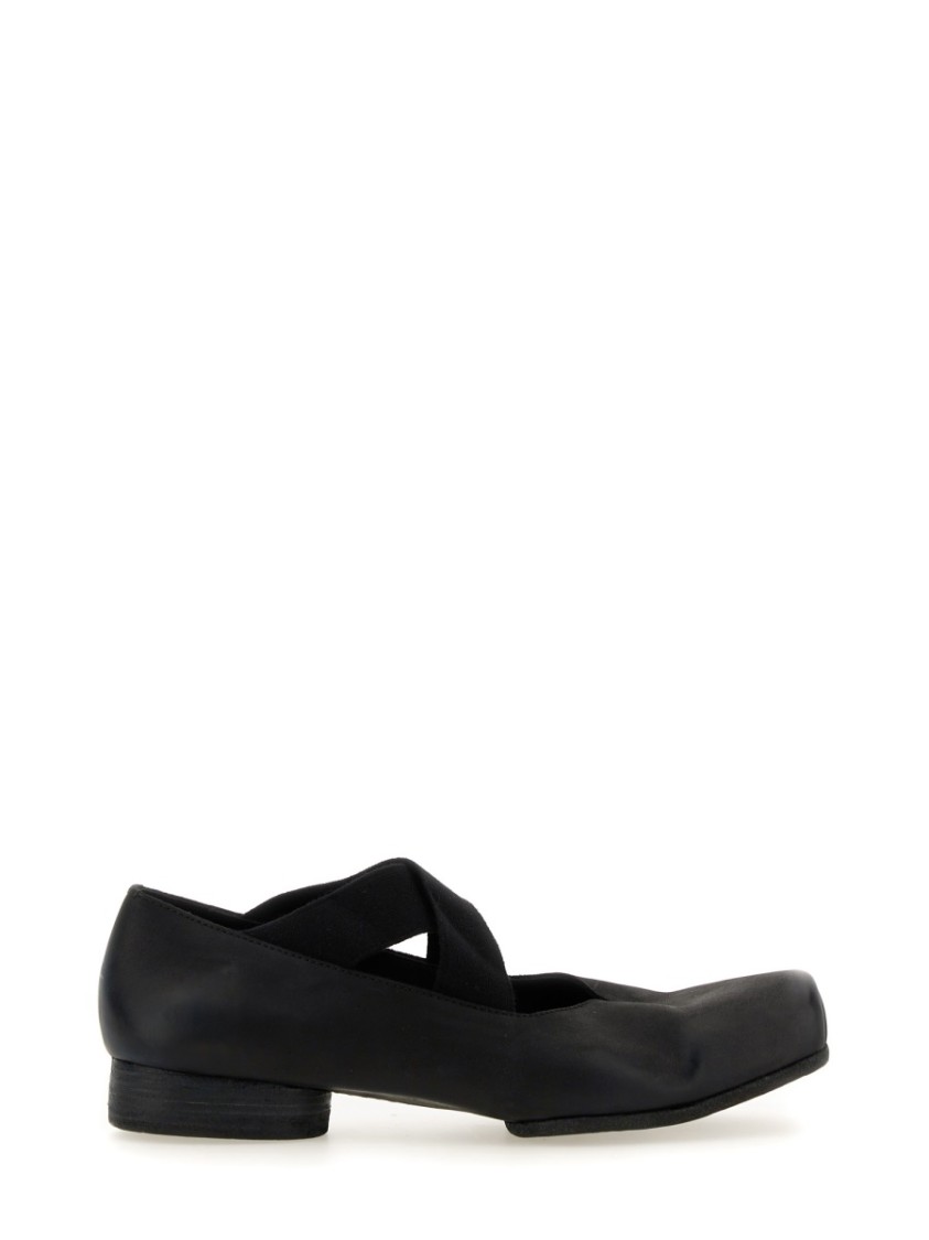 Uma Wang 23mm Square-toe Leather Ballerina Shoes In Black