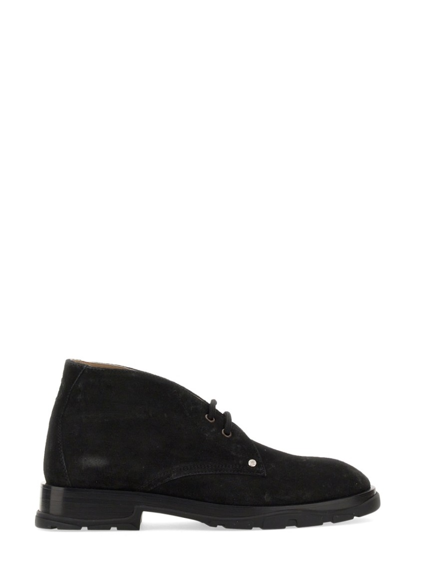 Alexander Mcqueen Lace-up Suede Boots In Black