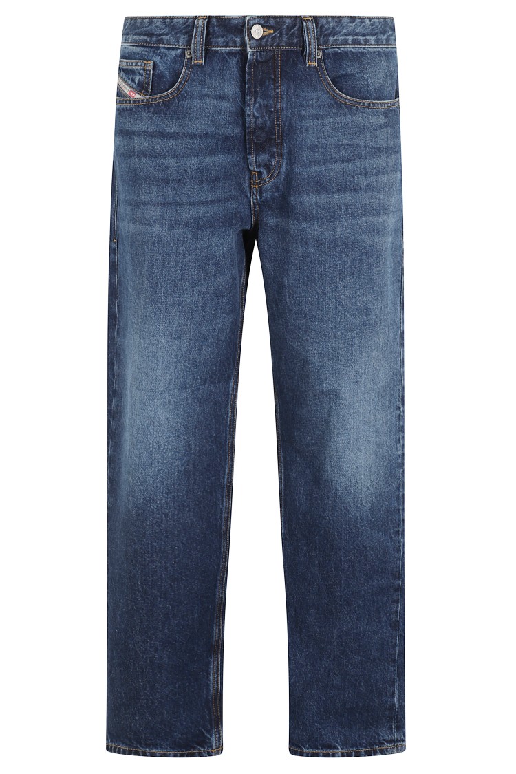 Diesel Logo-patch Cotton Straight-leg Jeans In Blue