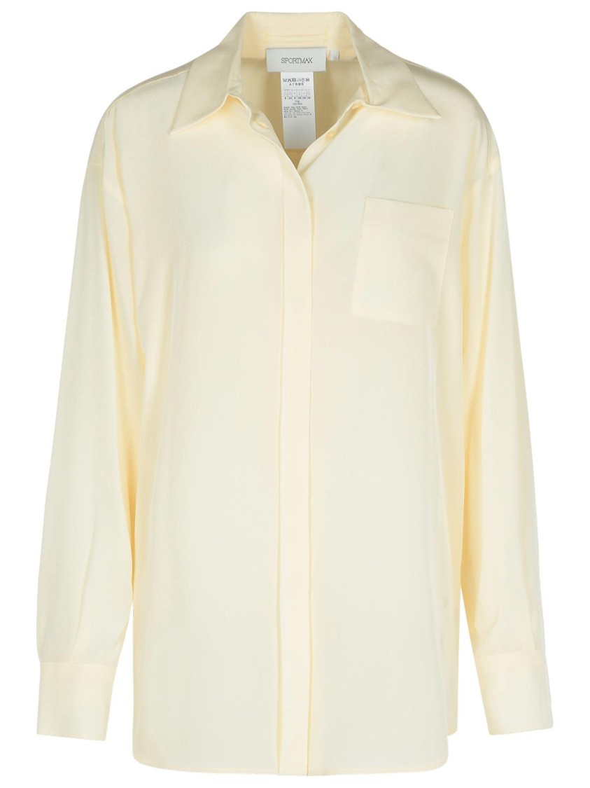 Sportmax 'silk Shirt With Long Sleeves And Collar' In Neutrals