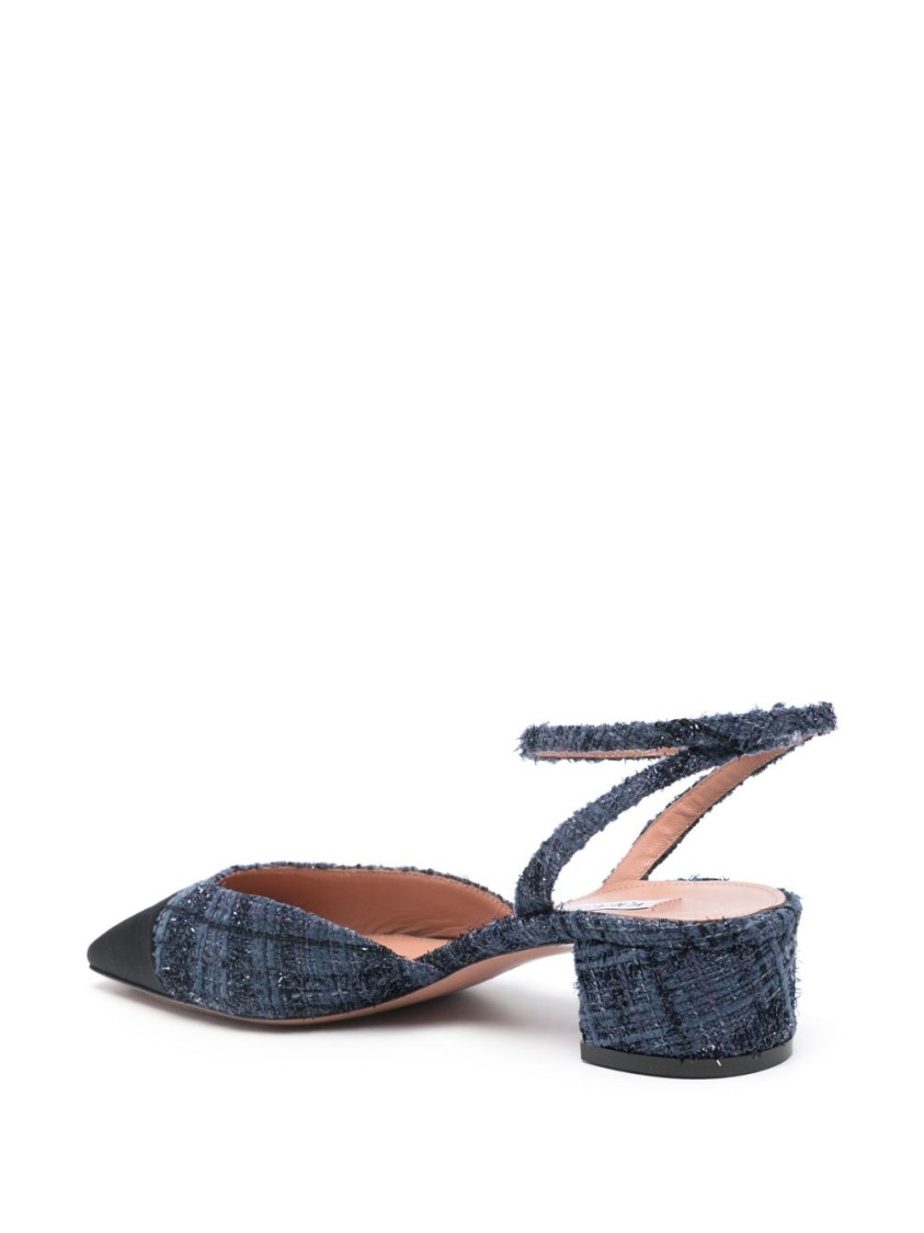Aquazzura Pointed Toe Pump With Ankle Strap In Gray