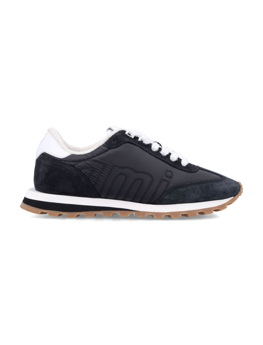 Shop Ami Alexandre Mattiussi Ami New Rush Sneakers With Suede Inserts And Nylon Upper In Black