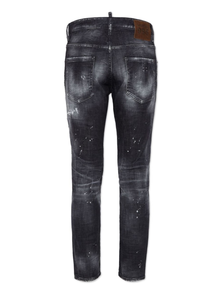 Dsquared2 Slim Fit Distressed Black Jeans With Edgy Detailing In Black