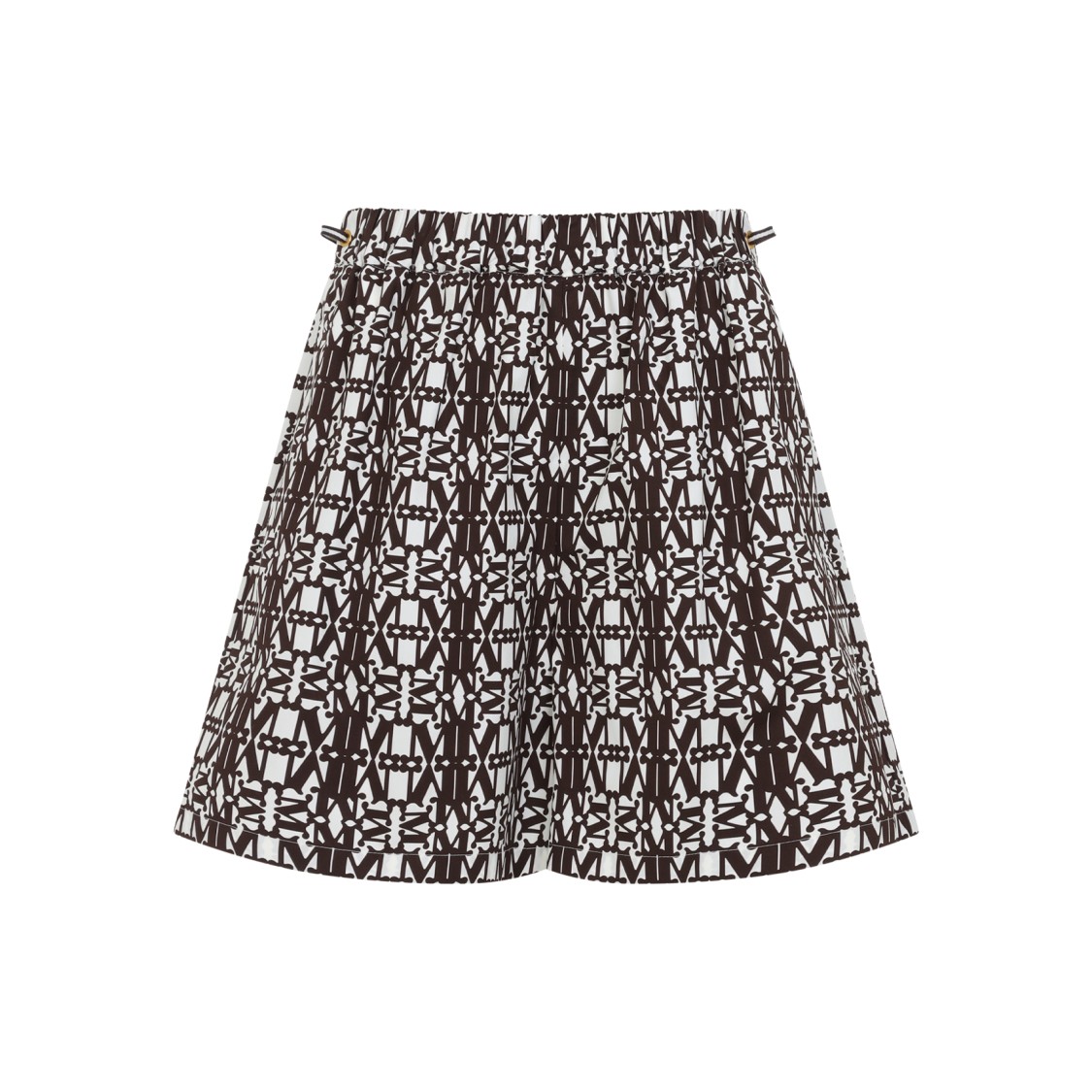 Shop Max Mara Geometric Patterned Brown Shorts With Elastic Waistband