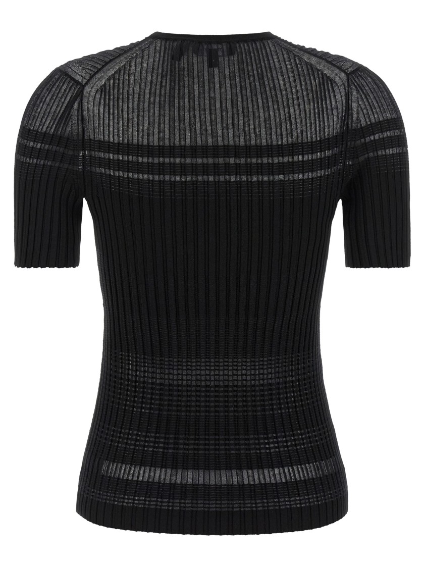 Theory Textured Ribbed T-shirt With Stretch Blend In Black