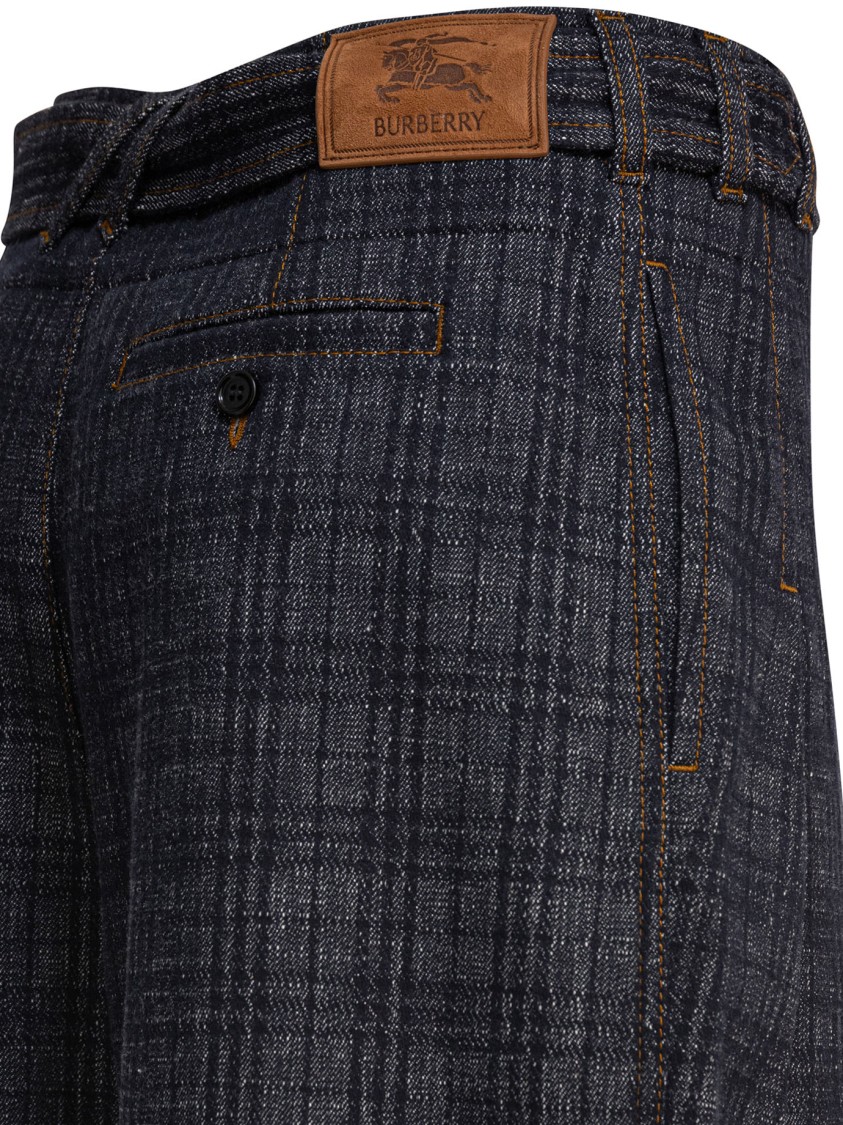 Burberry Trousers Featuring Check Pattern And Back Pocket In Blue