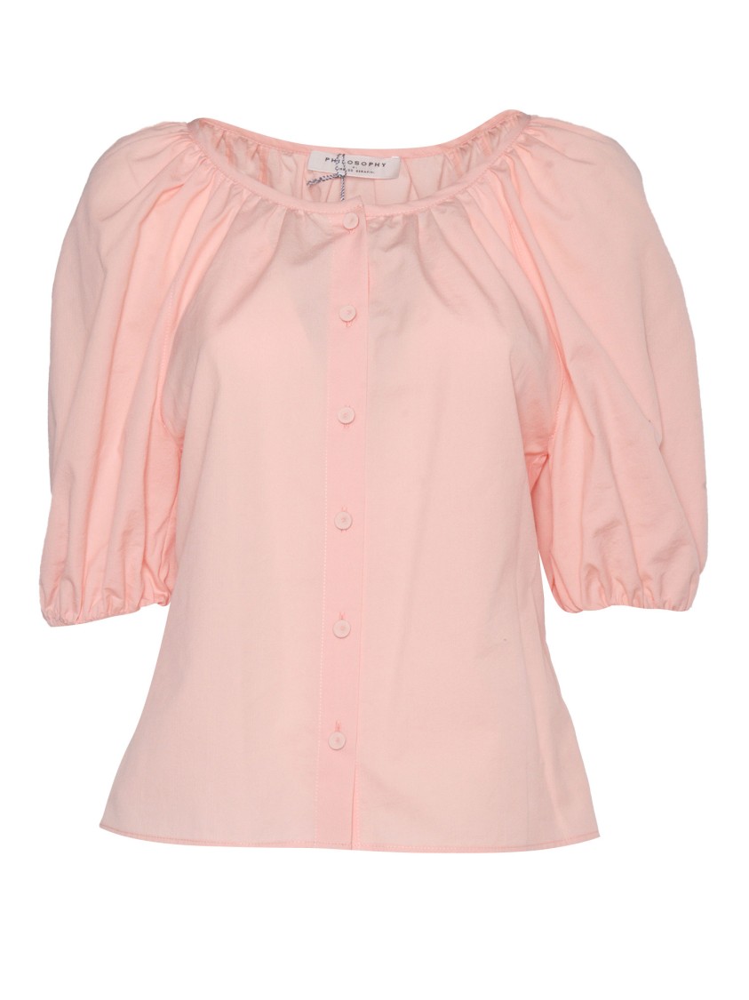 Philosophy Di Lorenzo Serafini Puff Sleeve Blouse With Relaxed Fit In Pink