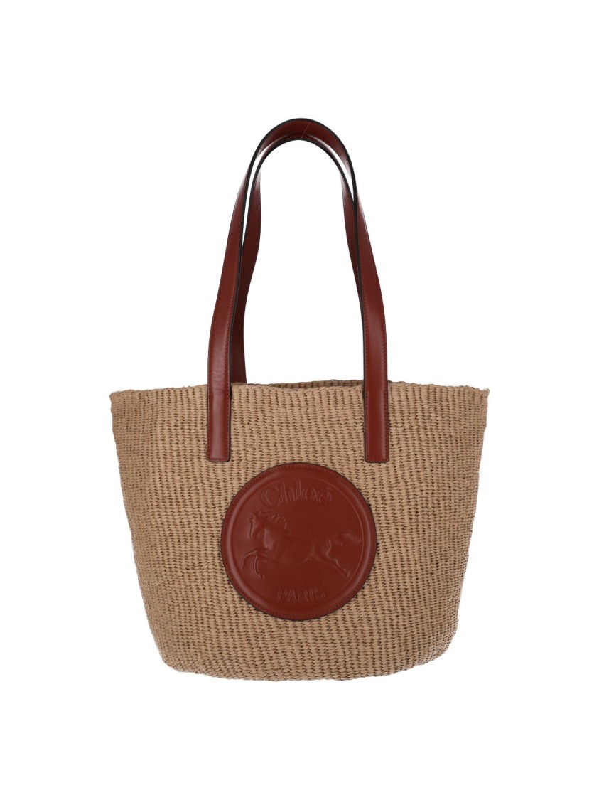Chloé "Horse Medal" Large Tote Bag Beige