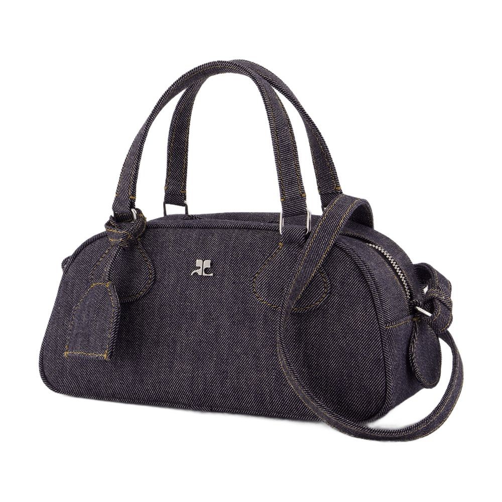 Shop Courrèges Friday Bowling Baguette Crossbody - Leather - Grey In Black
