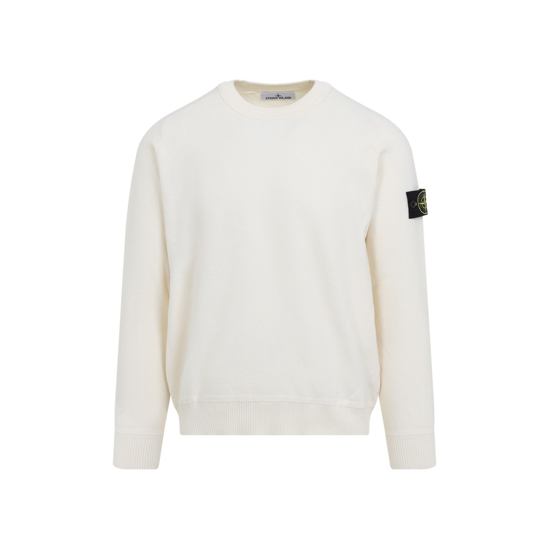 Stone Island Buttoned-patch Knitted Sweater In White