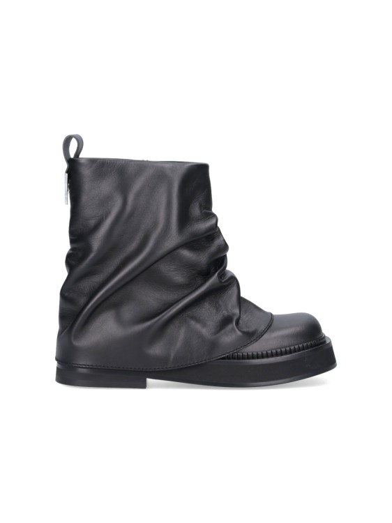 Shop Attico The Mini Robin Combat Boots In Black Hammered Leather