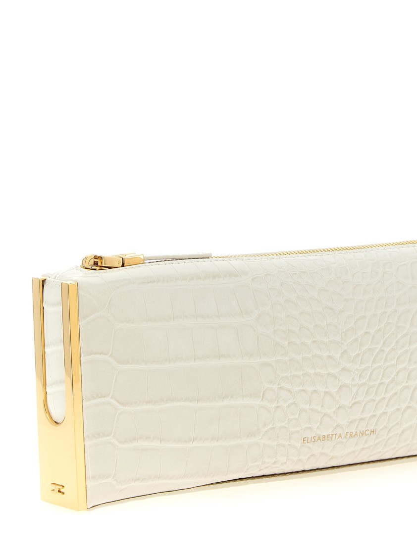 Elisabetta Franchi 'baguette' Clutch In Neutral
