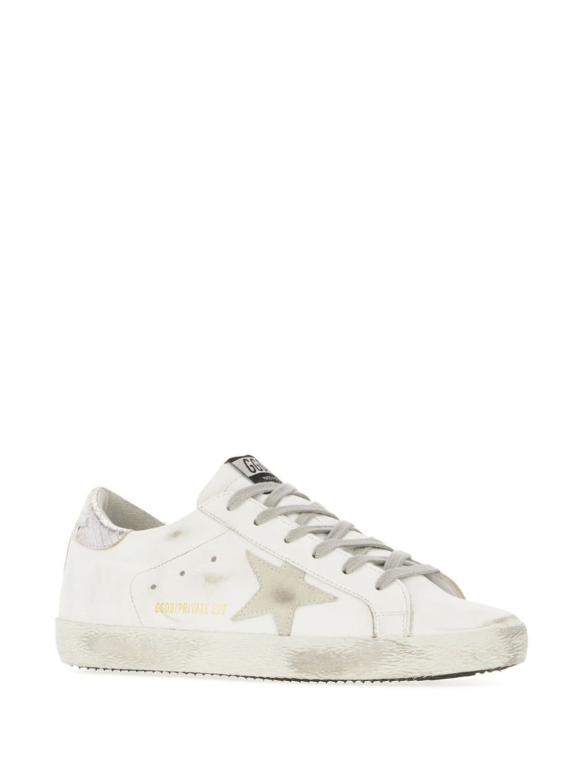 Golden Goose Stardan Sneakers With Silver Metallic Leather Star And Heel Tab In White