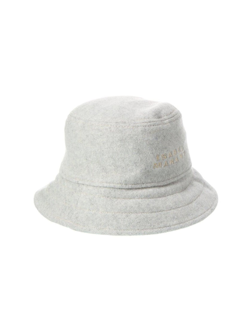 Isabel Marant Giorgia Wool Felt Logo Bucket Hat In Gray