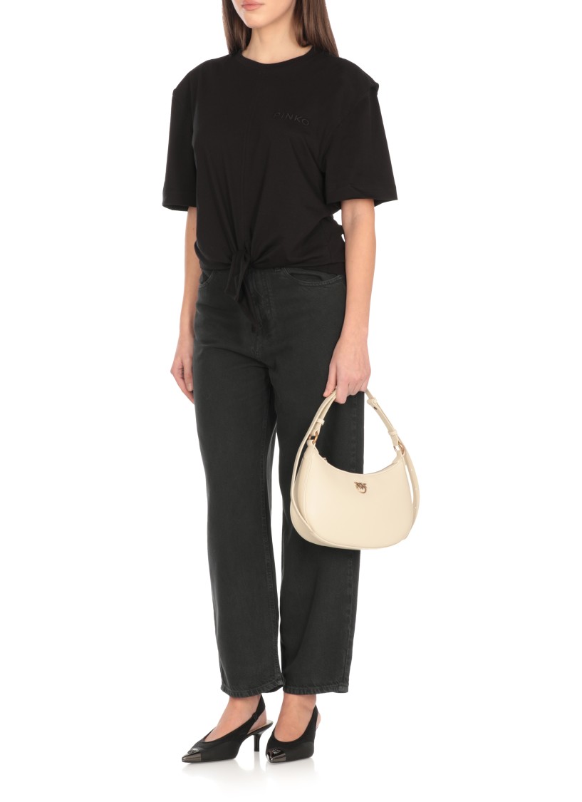 PINKO PINKO WHITE MINI LOVE HALF MOON BAG
