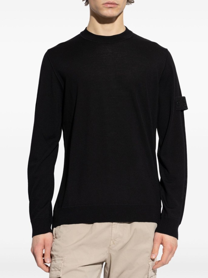 Stone Island Lightweight Black Crew Neck Sweater In Black