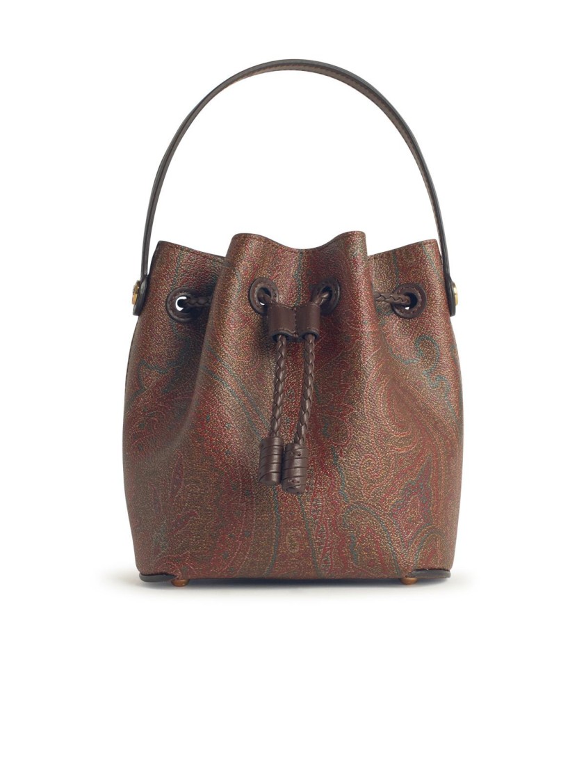 Etro Small Bucket Bag In Brown Fabric