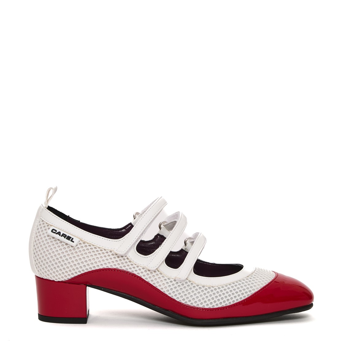 CAREL PARIS CAREL PARIS PUMP HEEL 4 CM WHITE AND RED NET