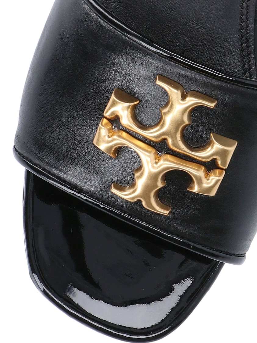 Tory Burch Open Toe Flat Sole Gold-tone Hardware In Black