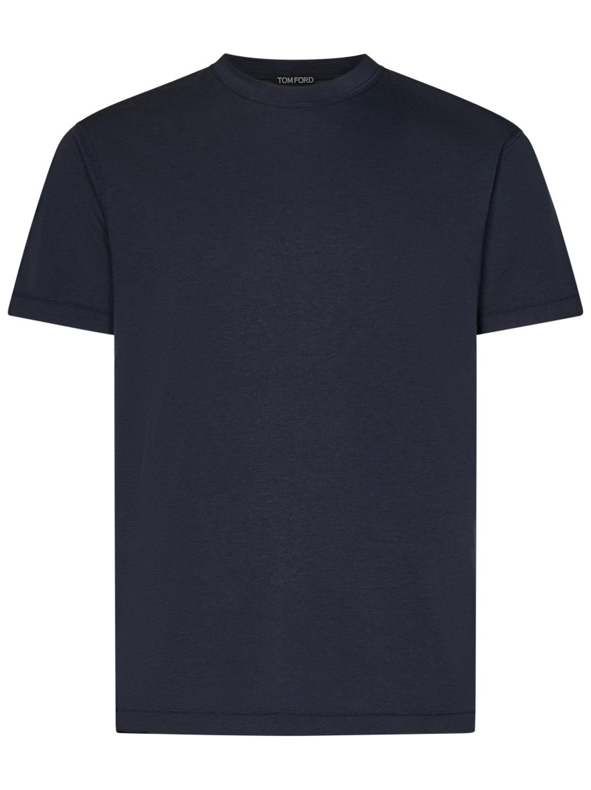 Tom Ford Midnight Blue Crew-neck T-shirt In Lyocell And Cotton In Blue
