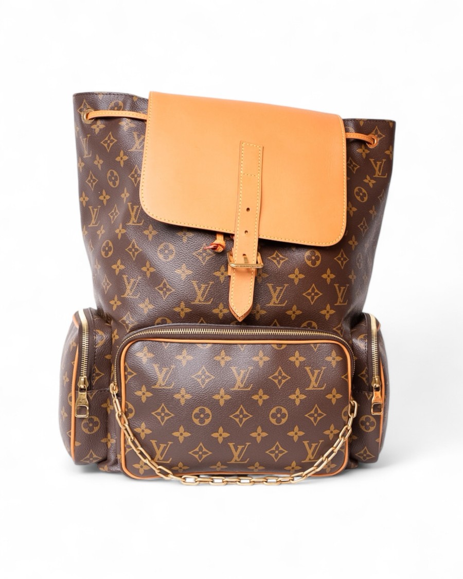 Pre-owned Louis Vuitton Mm Monogram Trio Backpack In Black