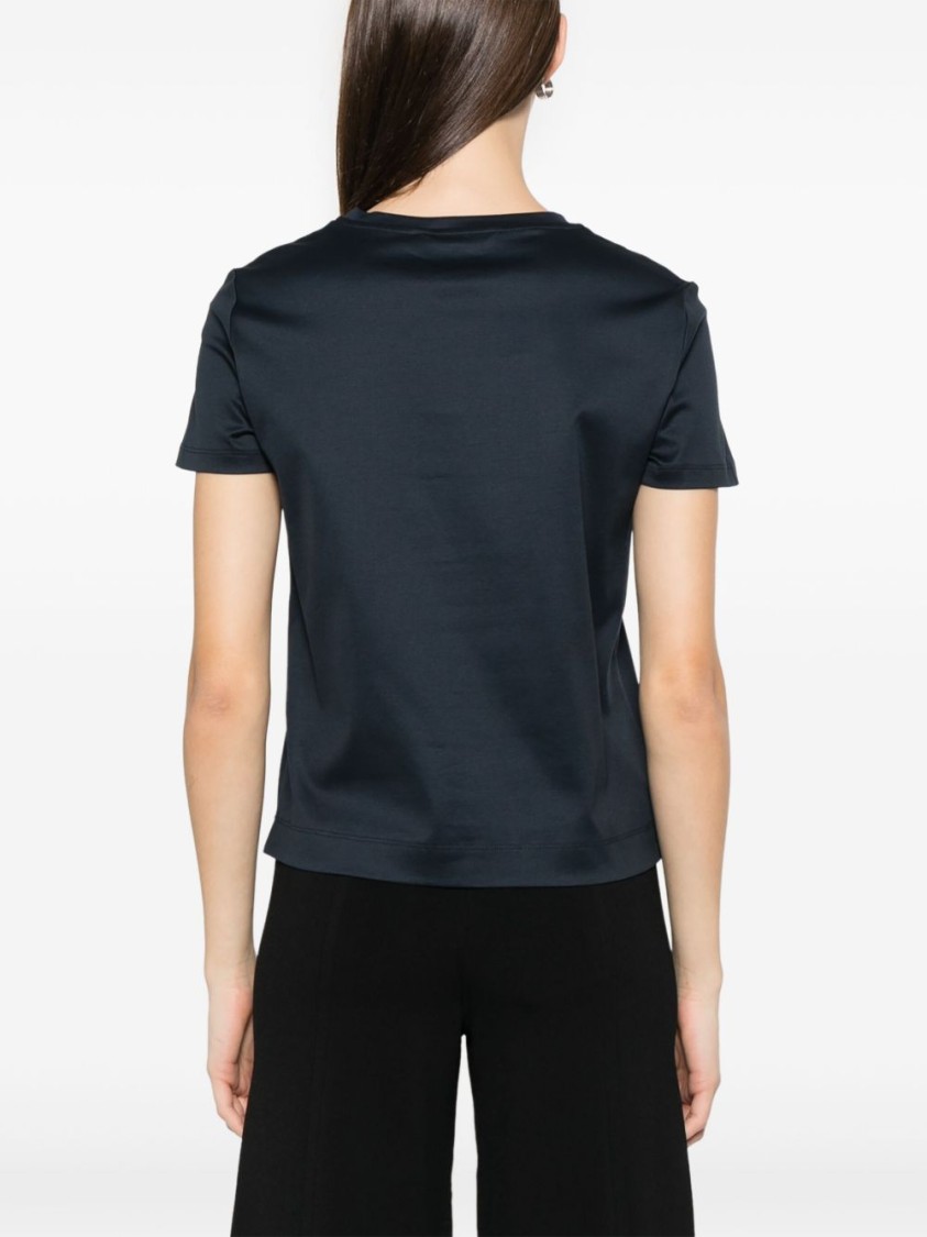 Max Mara Pure Cotton T-shirt With Classic Crew Neckline In Black