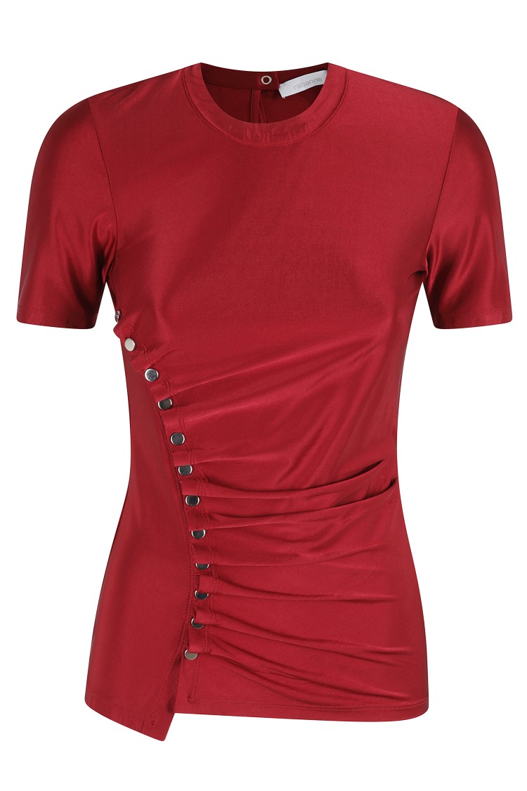 Shop Rabanne Draped Front T-shirt In Red