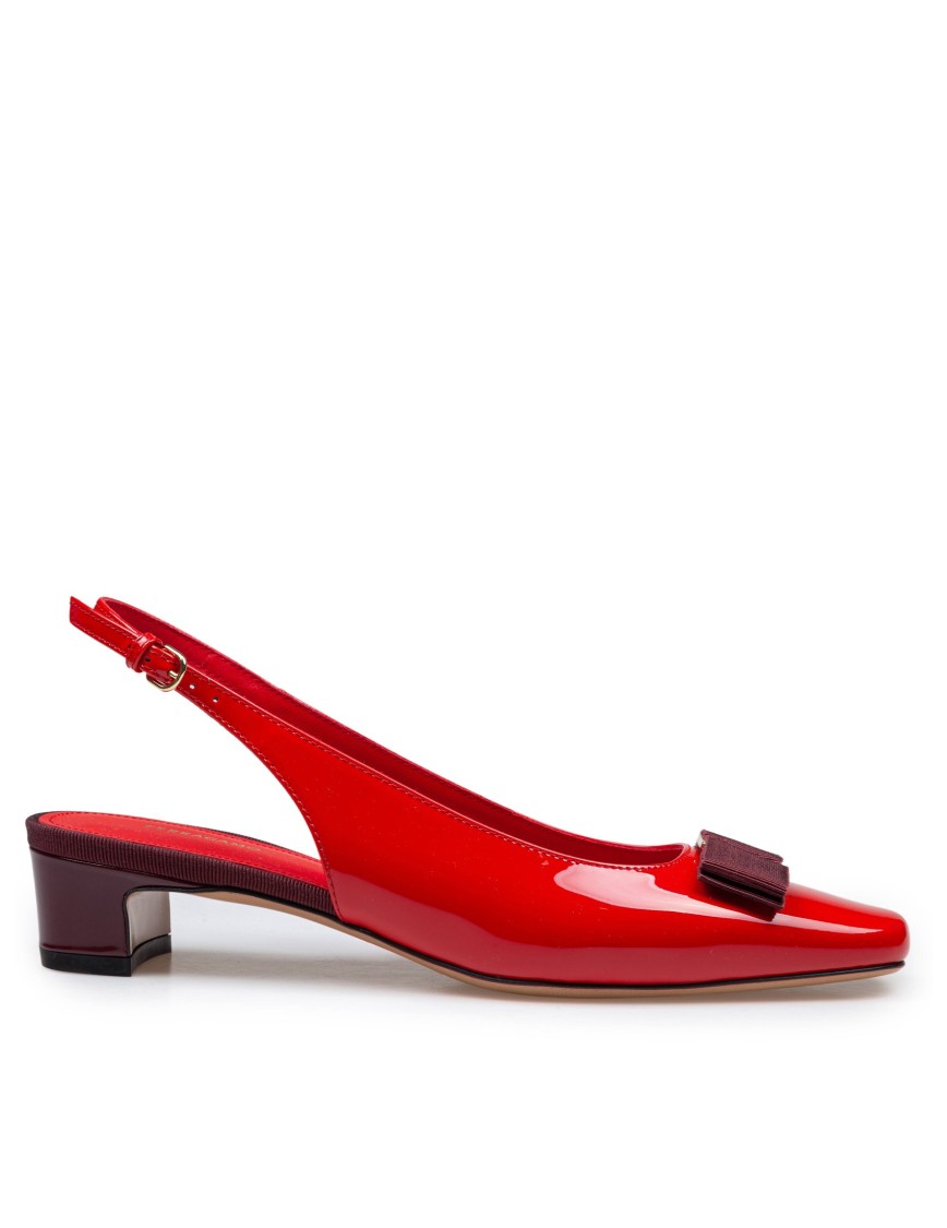 Ferragamo Rivada 30 Patent Leather Slingback Pumps In Red