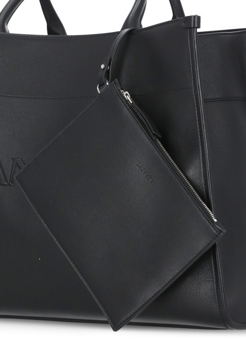 Shop Lanvin Black Leather Shopping Bag