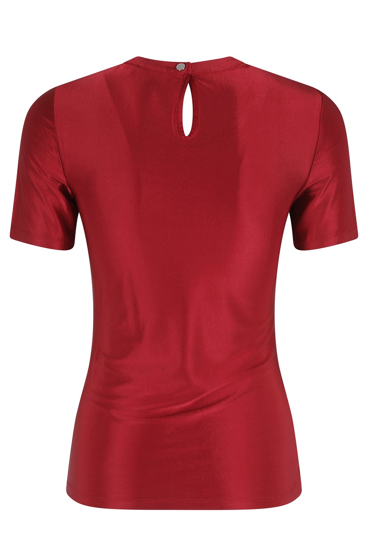 Shop Rabanne Draped Front T-shirt In Red